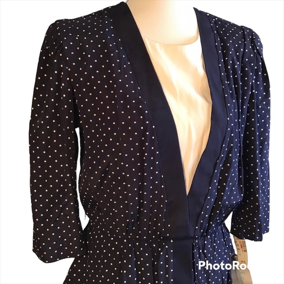 Dress 14 Dark Navy & White Dots MIDI, NWT - Picture 3 of 12